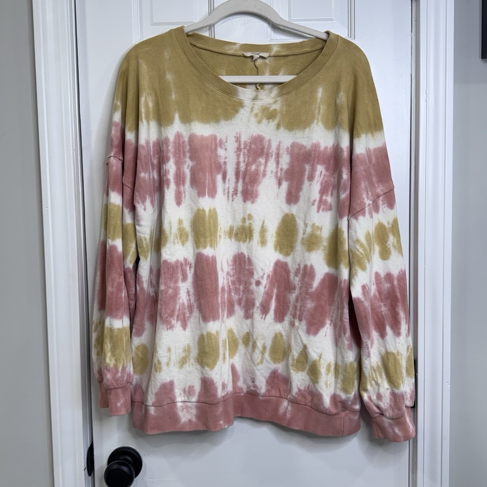 Easel Los Angeles Tie Dye Sweatshirt Womens Medium Pink Tan Oversized Boho
